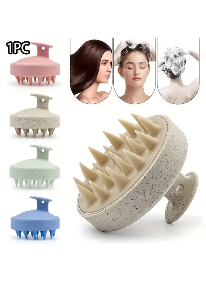 Wheat Grass Pink Shampoo Brush Head Scalp Massager Hair Straightener Beauty Tool - Image 1